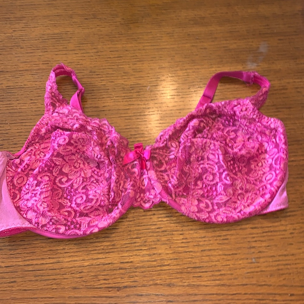 Lane Bryant intimates 44DD hot pink lace three clasp bra